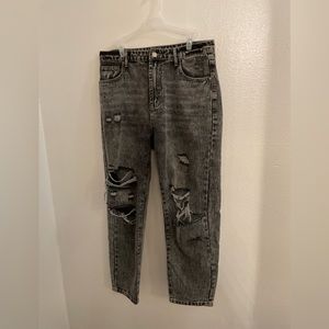 Ripped Darkwash Jeans Grey